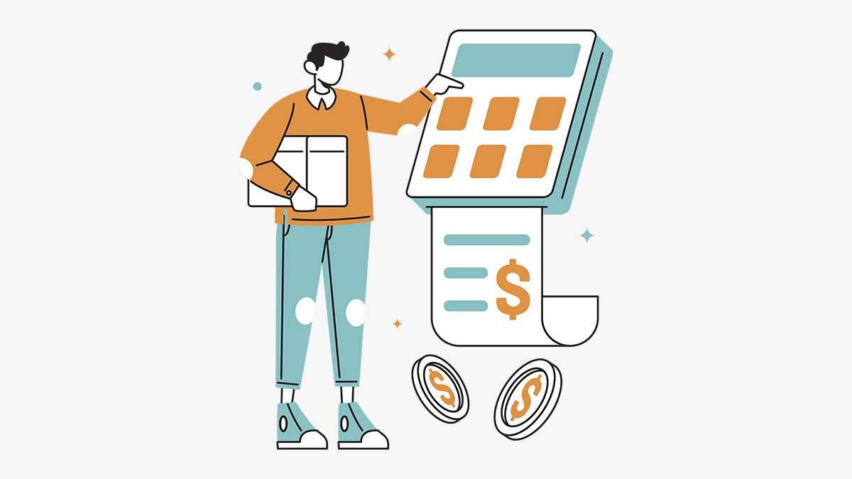 illustration of a person using a calculator